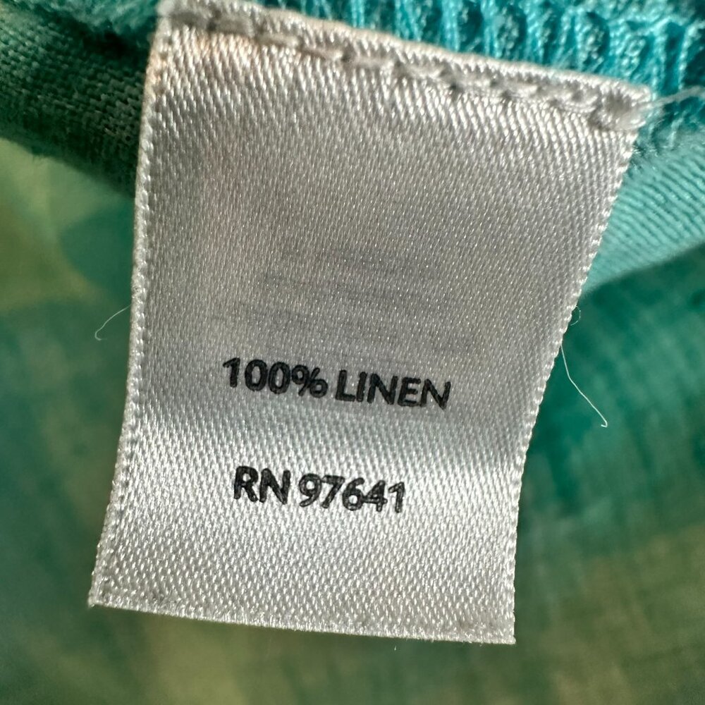 J. Jill Women’s M Turquoise Blue 100% Linen Button Up Short Sleeve Beach Travel - Picture 6 of 9